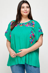 Fiesta Embroidered Top-Curvy