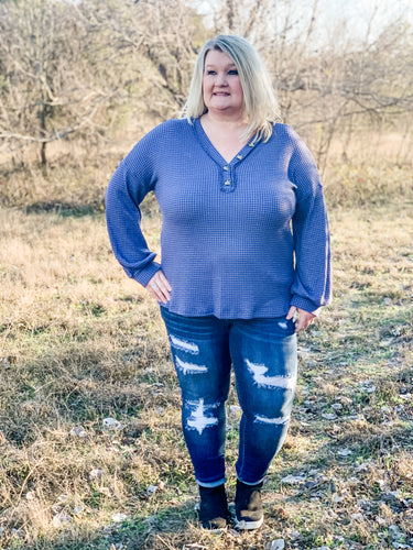 Lauren Waffle Knit Top-Curvy