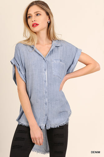 Jackie Distressed Wash Short Sleeve Top
