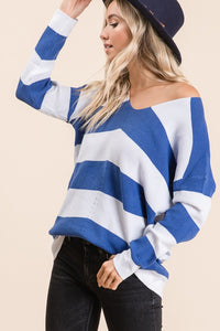 Aria Striped V-Neck Sweater