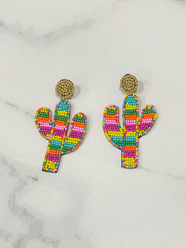 Beaded Statement Cactus Earrings