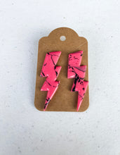 Load image into Gallery viewer, Tri-Lightening Bolt Clay Earrings
