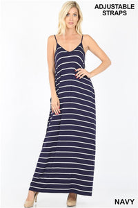 Libby Striped V-Neck Cami Maxi Dress