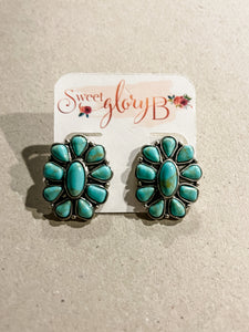 Faux Turquoise Cluster Earrings