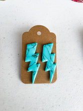 Load image into Gallery viewer, Tri-Lightening Bolt Clay Earrings