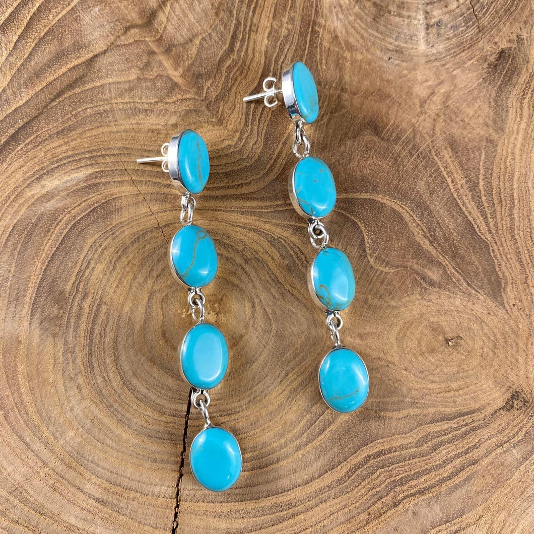 Four Stone Turquoise Earrings
