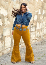 Load image into Gallery viewer, Crystal Mustard Corduroy Flares-Curvy