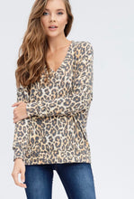 Load image into Gallery viewer, Chloe V-Neck Brushed Cheetah Top
