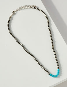 Turquoise Accented Faux Navajo Pearl Necklace