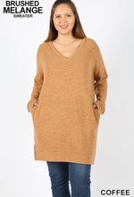 Load image into Gallery viewer, Mabri V-NeckBrushed Melange Sweater-Curvy