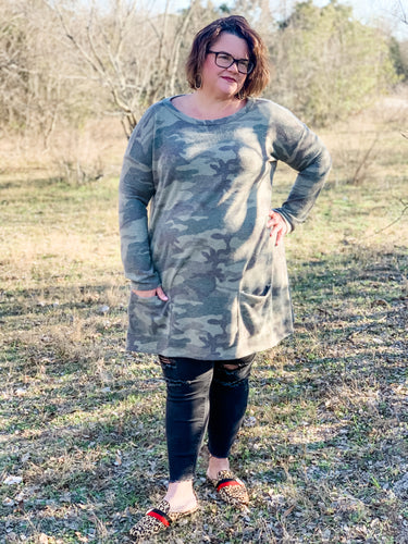 Jodi Camo Tunic-Curvy